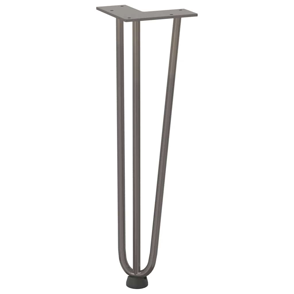 Hårnålsben til salongbord 4 stk naturstål 42 cm massivt stål