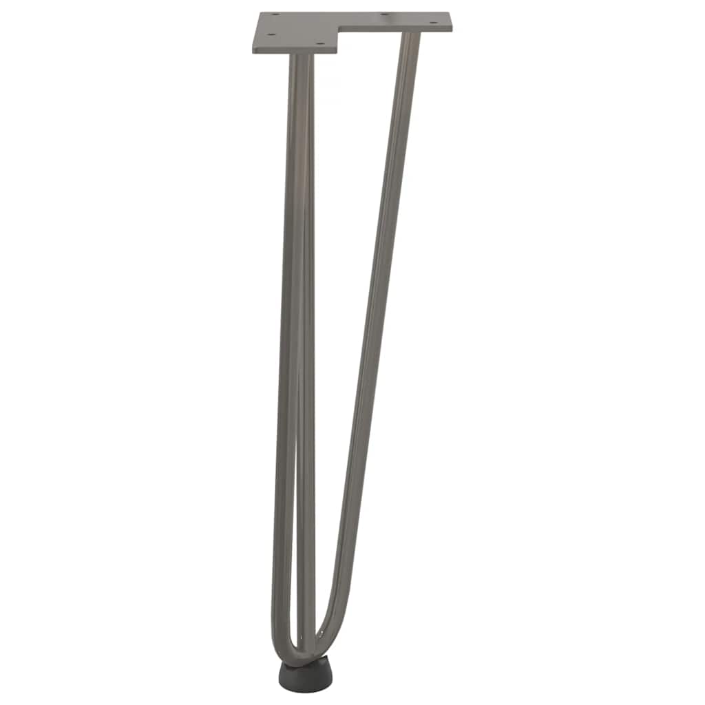 Hårnålsben til salongbord 4 stk naturstål 42 cm massivt stål