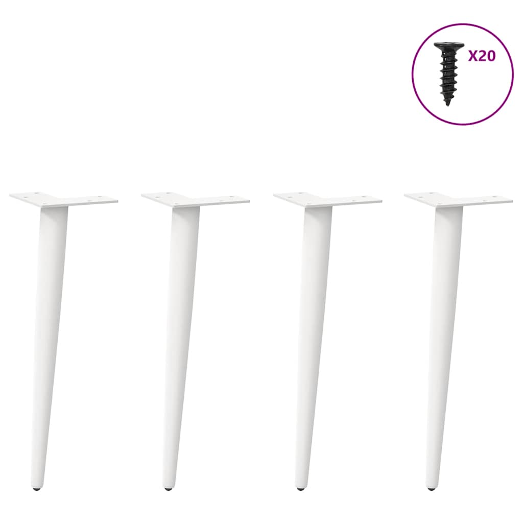 Salongbordben konisk form 4 stk hvit 30-31 cm stål
