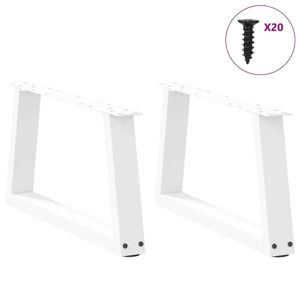 Salongbordben V-formet 2 stk hvit 50x(30-31,3) cm stål