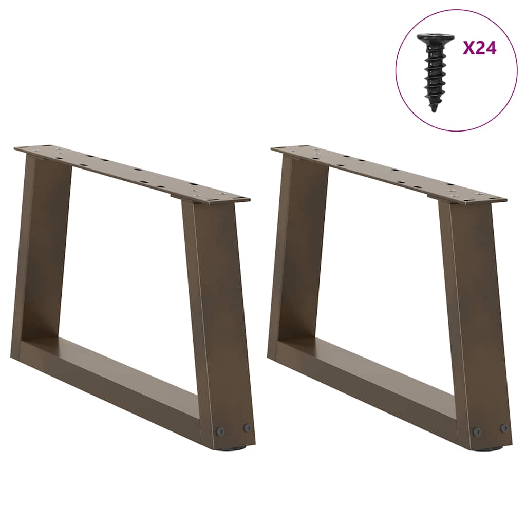 Salongbordben V-formet 2 stk naturstål 70 x (30-31,3) cm stål