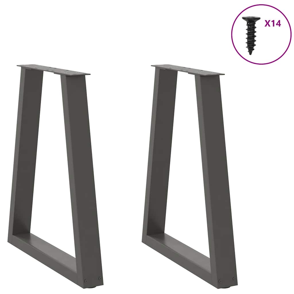 Spisebordben V-formet 2 stk antrasitt 50x(72-73,3) cm stål vidaXL