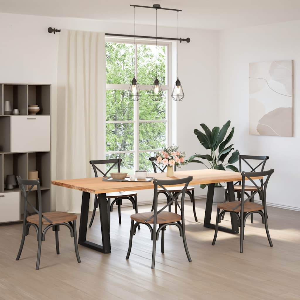 Spisebordben V-formet 2 stk svart 60 x (72-73,3) cm stål