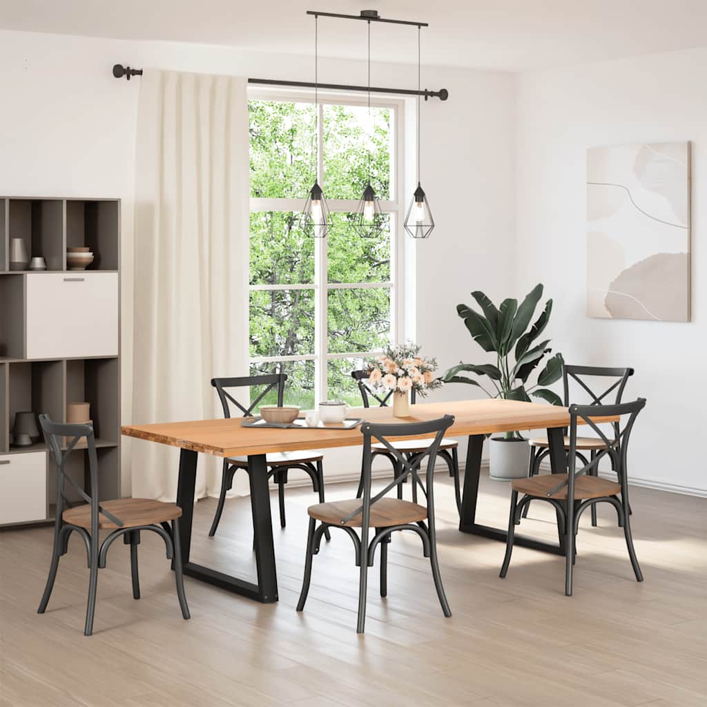 Spisebordben V-formet 2 stk svart 70 x (72-73,3) cm stål