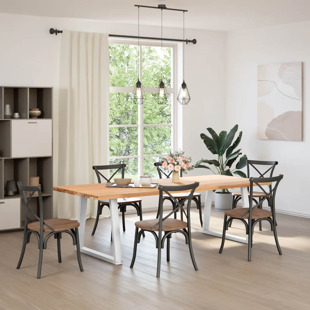 Spisebordben V-formet 2 stk hvit 80 x (72-73,3) cm stål vidaXL