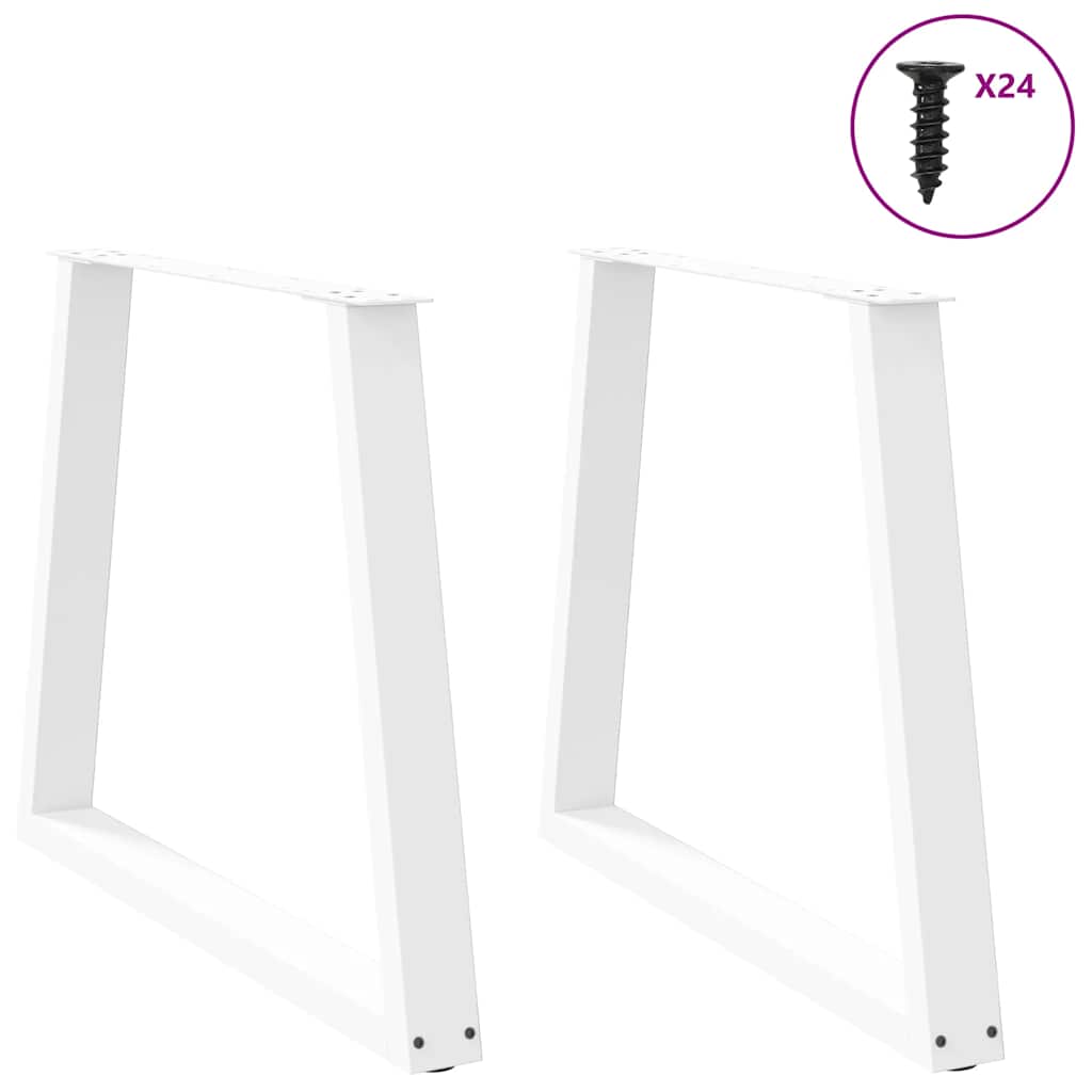 Spisebordben V-formet 2 stk hvit 80 x (72-73,3) cm stål vidaXL