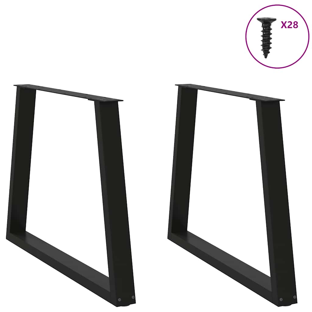 Spisebordben V-formet 2 stk svart 90 x (72-73,3) cm stål