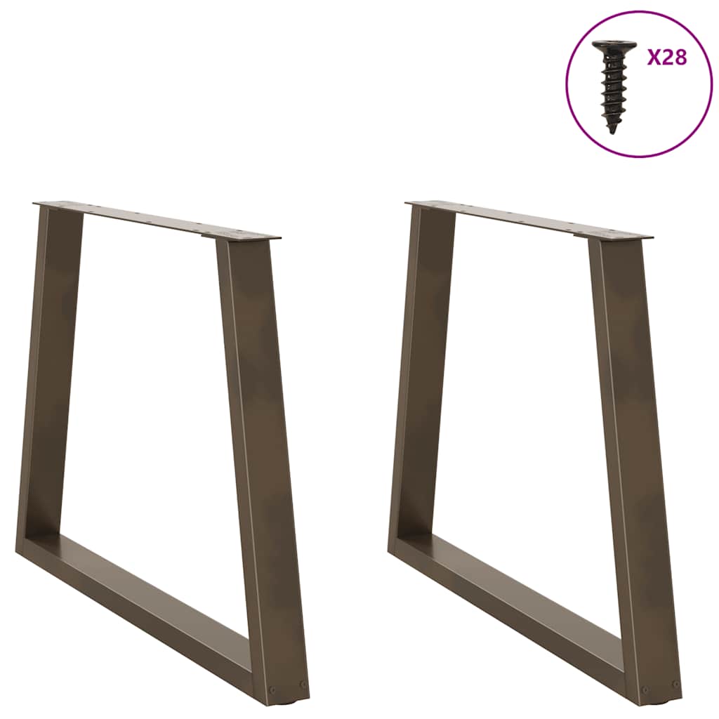 Spisebordben V-formet 2 stk naturstål 90 x (72-73,3) cm stål