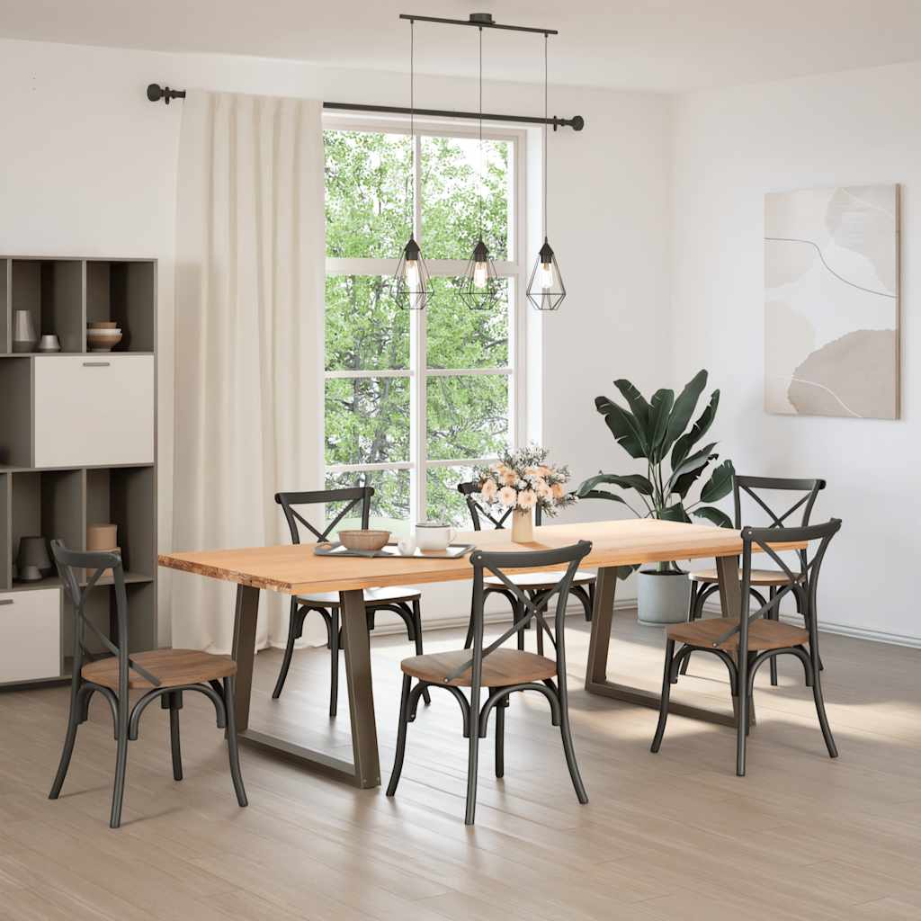 Spisebordben V-formet 2 stk naturstål 100x(72-73,3) cm stål