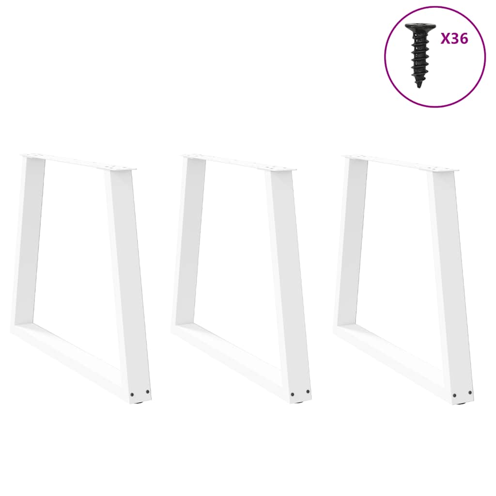 Spisebordben V-formet 3 stk hvit 70 x (72-73,3) cm stål