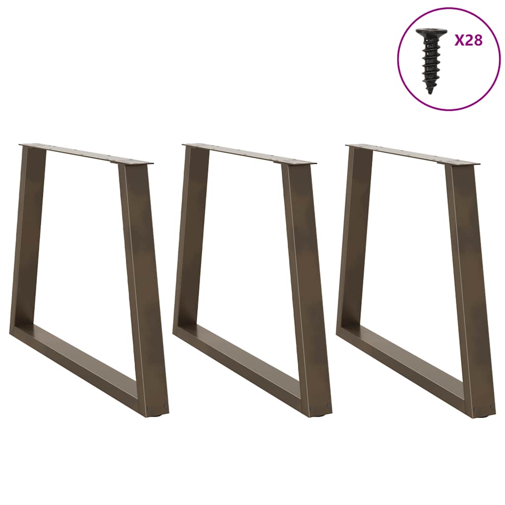 Spisebordben V-formet 3 stk naturstål 90 x (72-73,3) cm stål