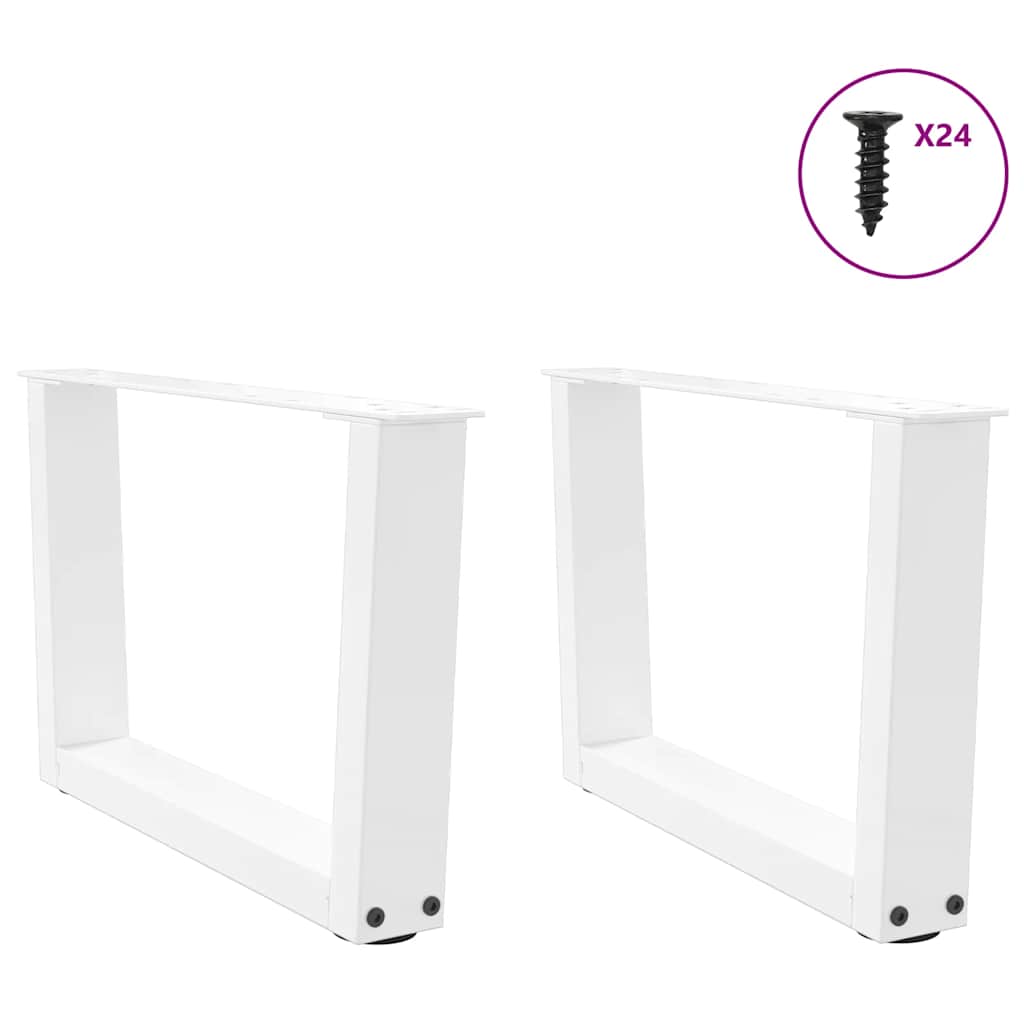 Salongbordben V-formet 2 stk hvit 60 x (30-31,3) cm stål