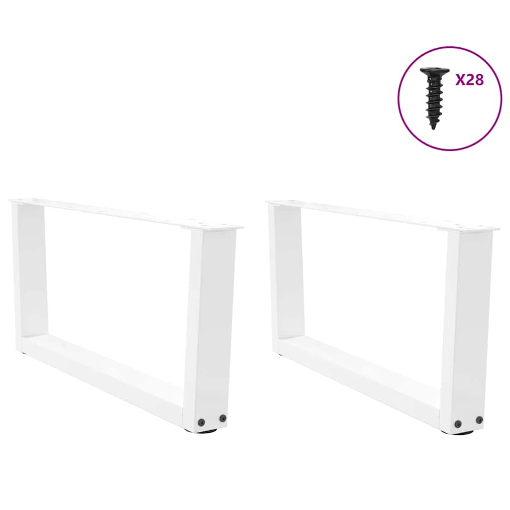 Salongbordben V-formet 2 stk hvit 70 x (30-31,3) cm stål