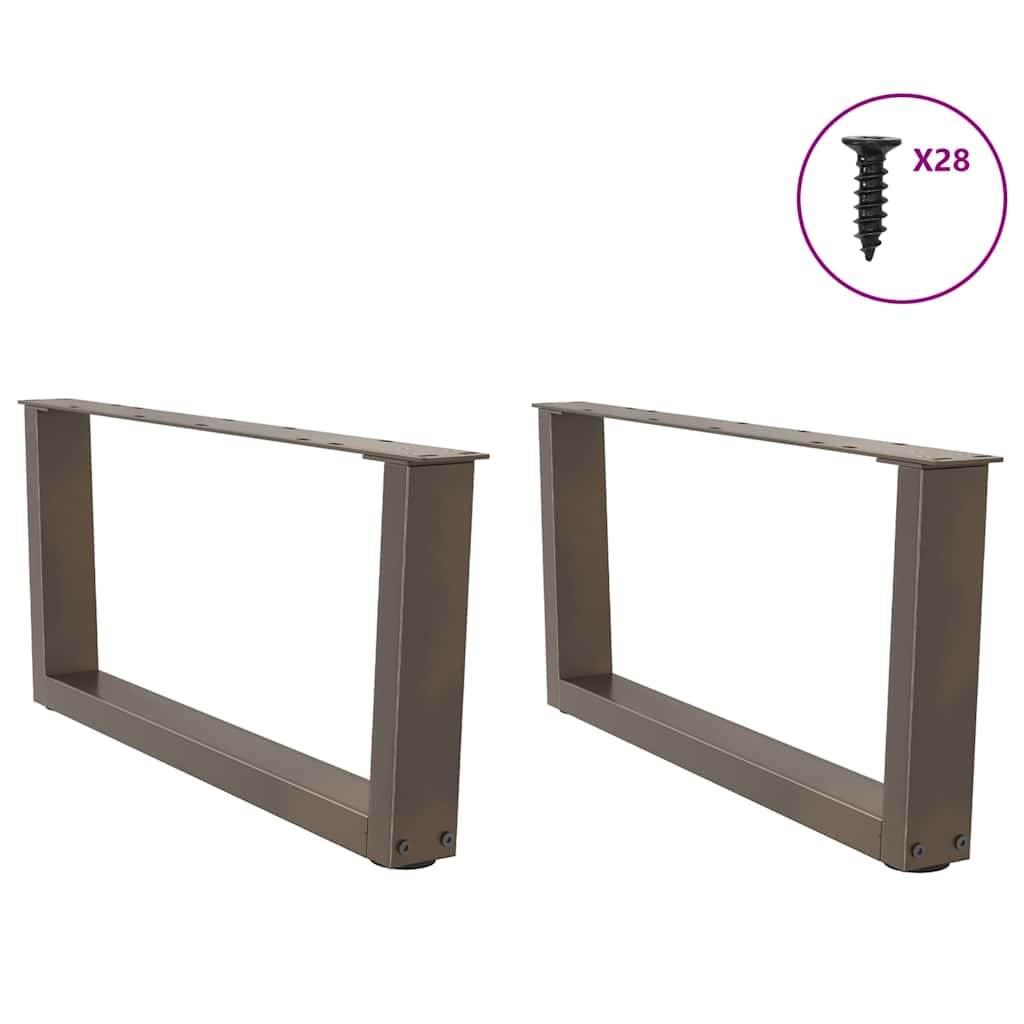 Salongbordben V-formet 2 stk naturstål 70 x (30-31,3) cm stål