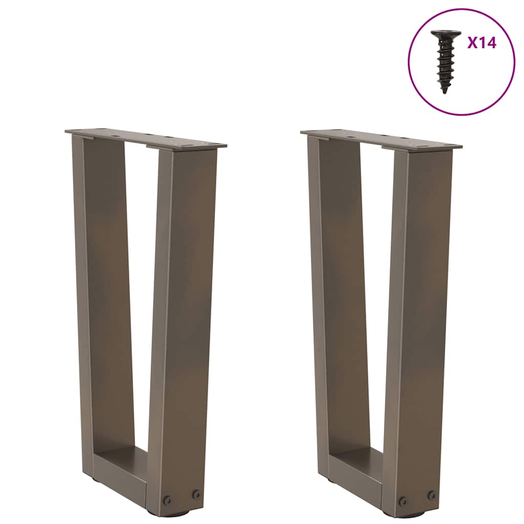 Salongbordben V-formet 2 stk naturstål 28 x (42-43,3) cm stål