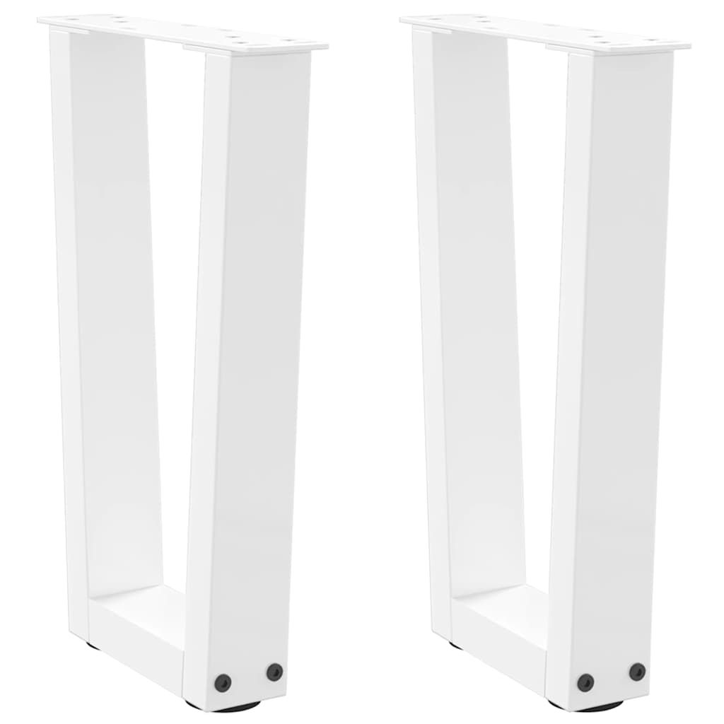 Salongbordben V-formet 2 stk hvit 38 x (42-43,3) cm stål