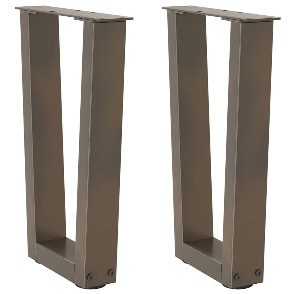 Salongbordben V-formet 2 stk naturstål 38 x (42-43,3) cm stål