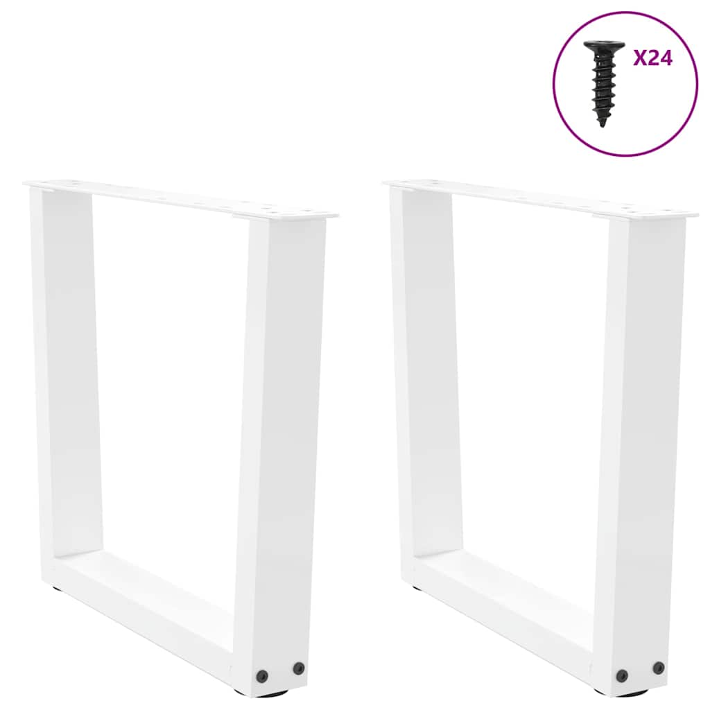 Salongbordben V-formet 2 stk hvit 50x(42-43,3) cm stål