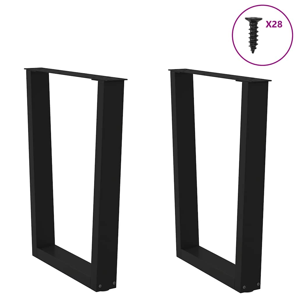 Spisebordben V-formet 2 stk svart 70 x (72-73,3) cm stål