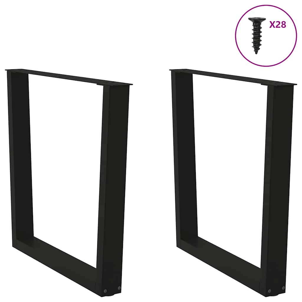 Spisebordben V-formet 2 stk svart 80 x (72-73,3) cm stål