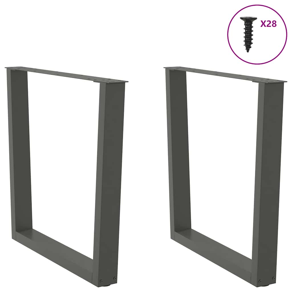 Spisebordben V-formet 2 stk antrasitt 80 x (72-73,3) cm stål