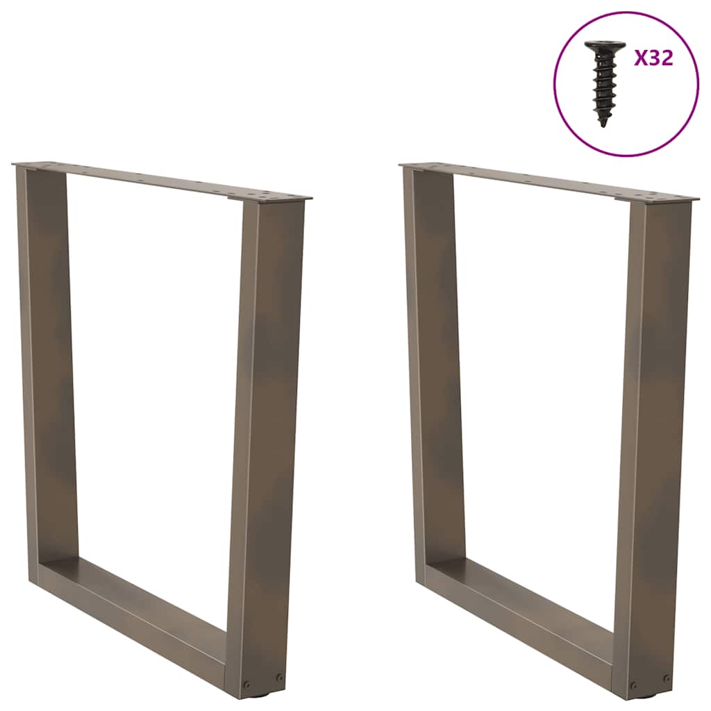 Spisebordben V-formet 2 stk naturstål 90 x (72-73,3) cm stål