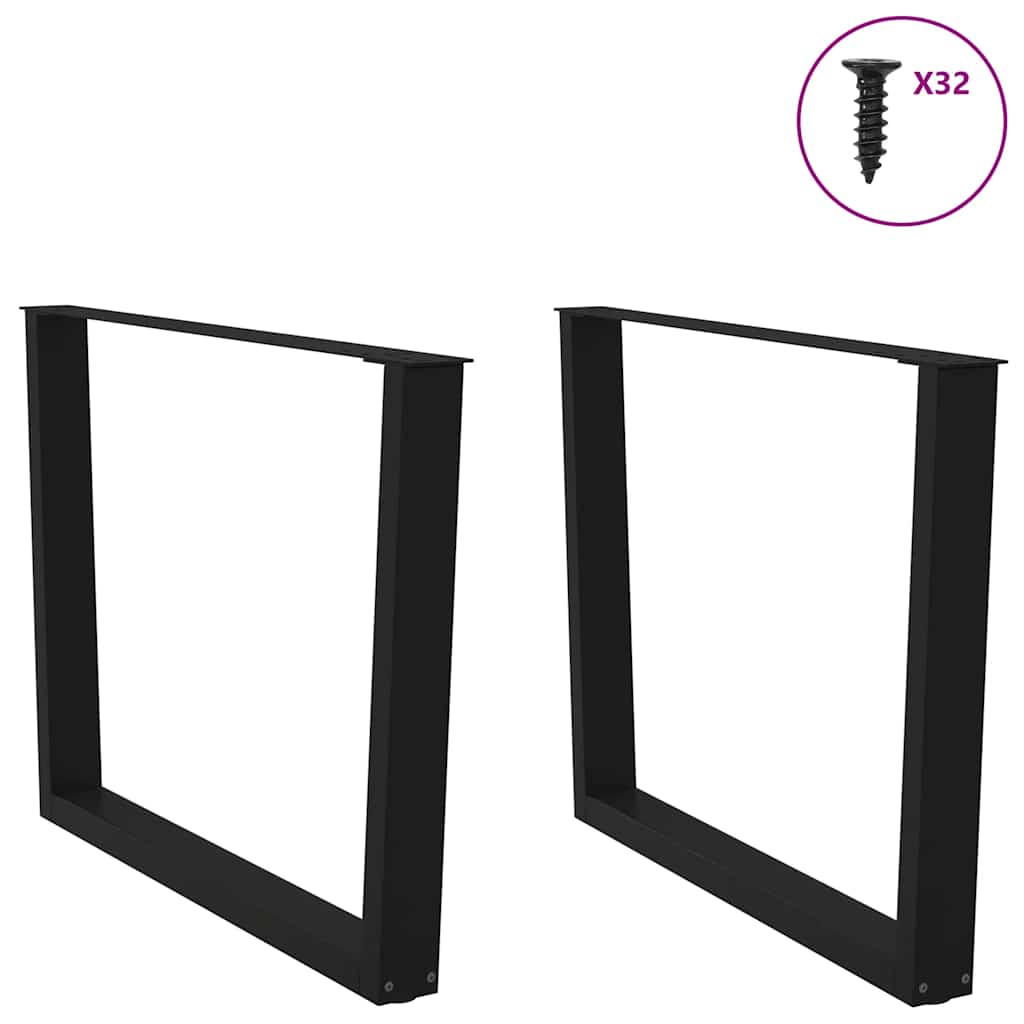 Spisebordben V-formet 2 stk svart 100x(72-73,3) cm stål