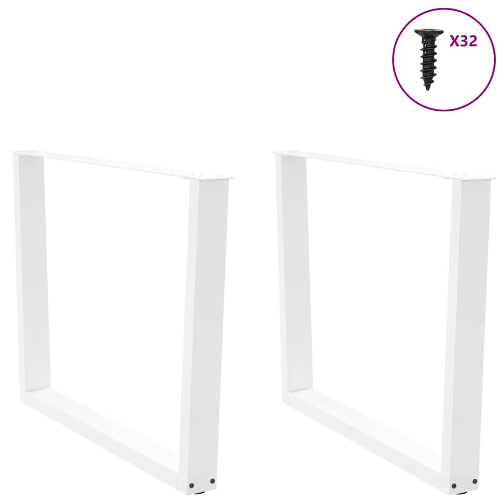 Spisebordben V-formet 2 stk hvit 100x(72-73,3) cm stål