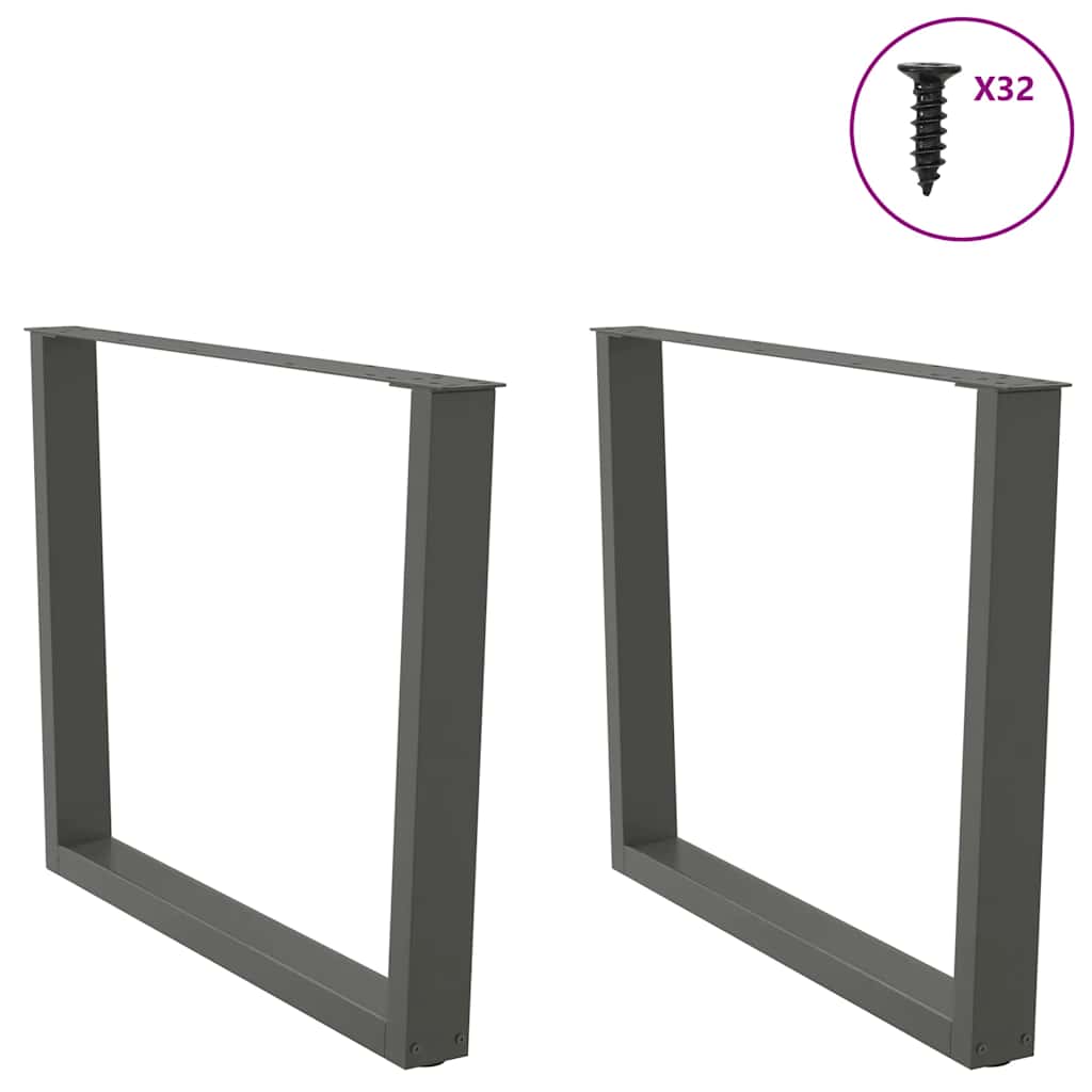 Spisebordben V-formet 2 stk antrasitt 100x(72-73,3) cm stål