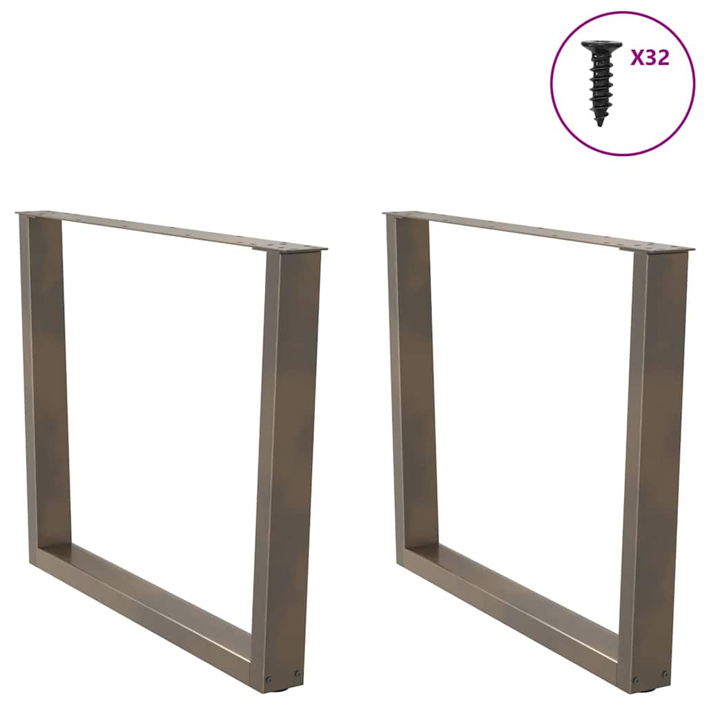 Spisebordben V-formet 2 stk naturstål 100x(72-73,3) cm stål