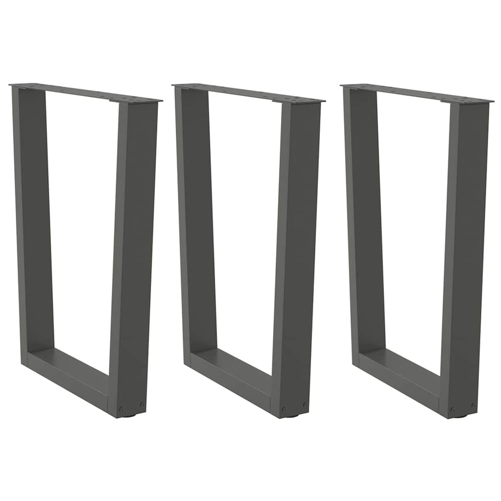 Spisebordben V-formet 3 stk antrasitt 70 x (72-73,3) cm stål