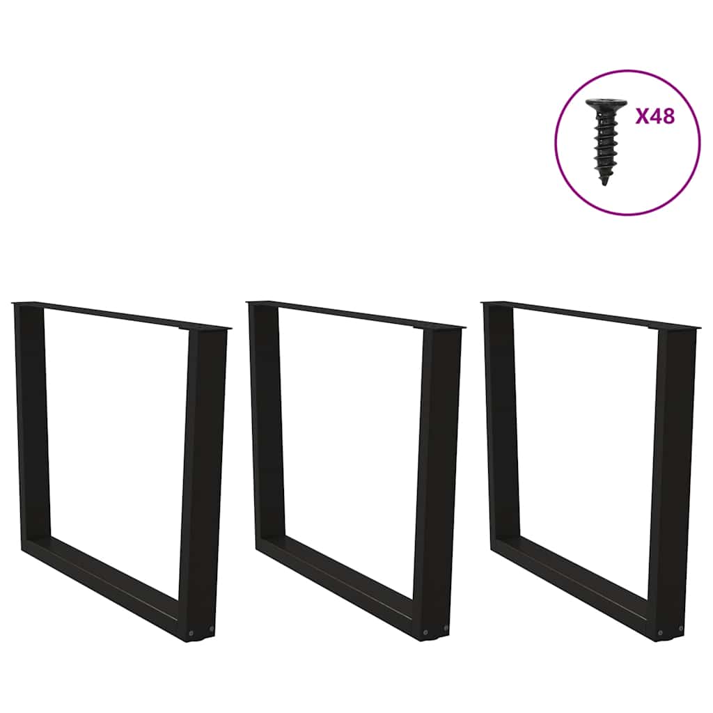 Spisebordben V-formet 3 stk svart 100x(72-73,3) cm stål