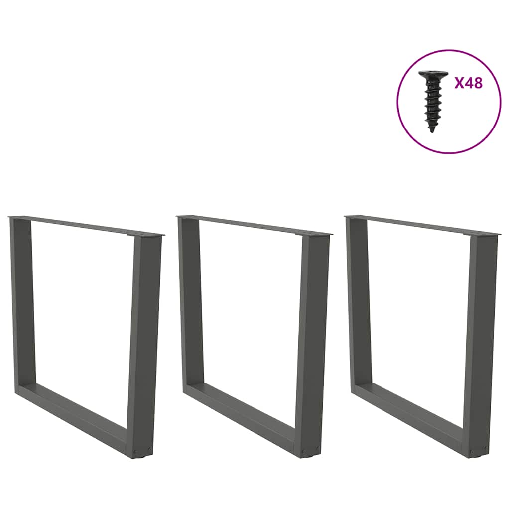 Spisebordben V-formet 3 stk antrasitt 100x(72-73,3) cm stål