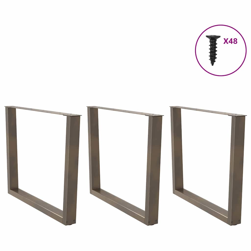 Spisebordben V-formet 3 stk naturstål 100x(72-73,3) cm stål