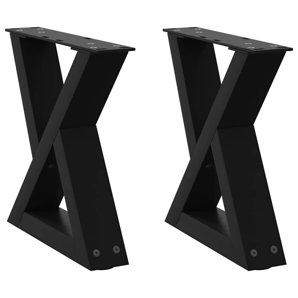 Salongbordben 2 stk svart 30x(30-31,3) cm stål