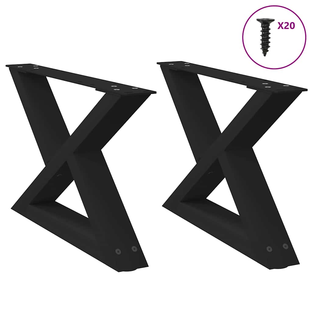 Salongbordben 2 stk svart 50x(30-31,3) cm stål
