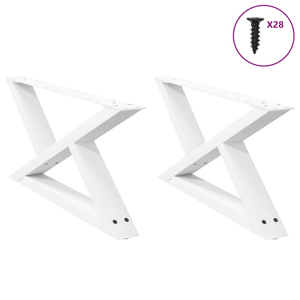 Salongbordben 2 stk hvite 70 x (30-31,3) cm stål