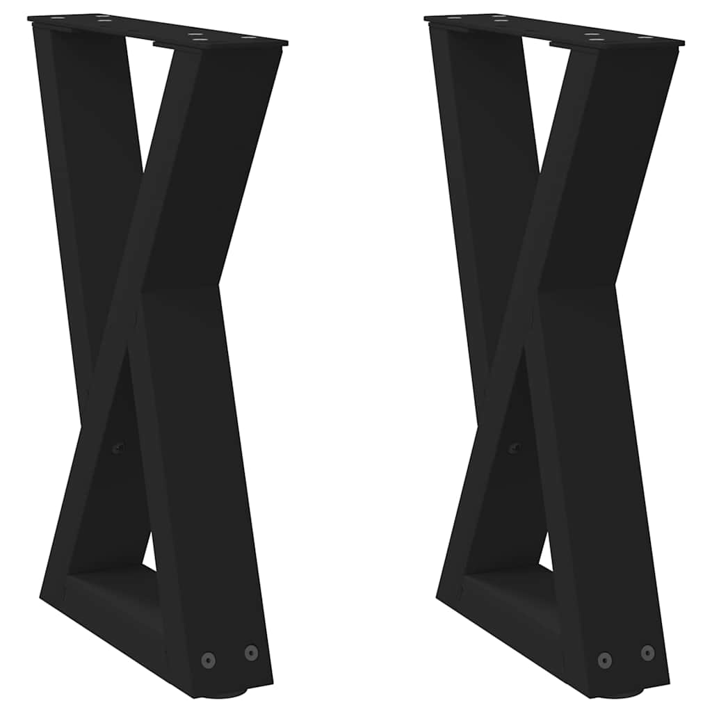 Salongbordben 2 stk svart 28 x (42-43,3) cm stål