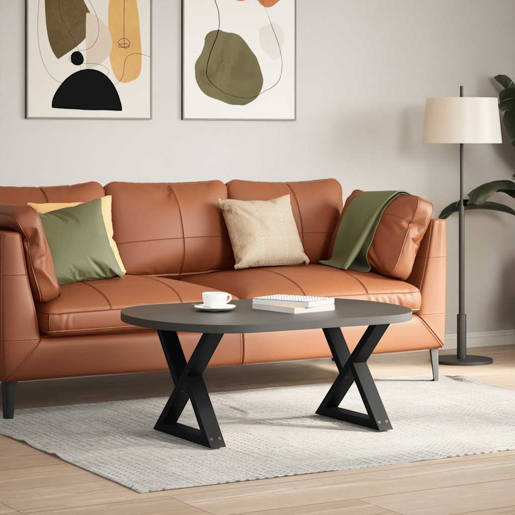 Salongbordben 2 stk svart 50x(42-43,3) cm stål
