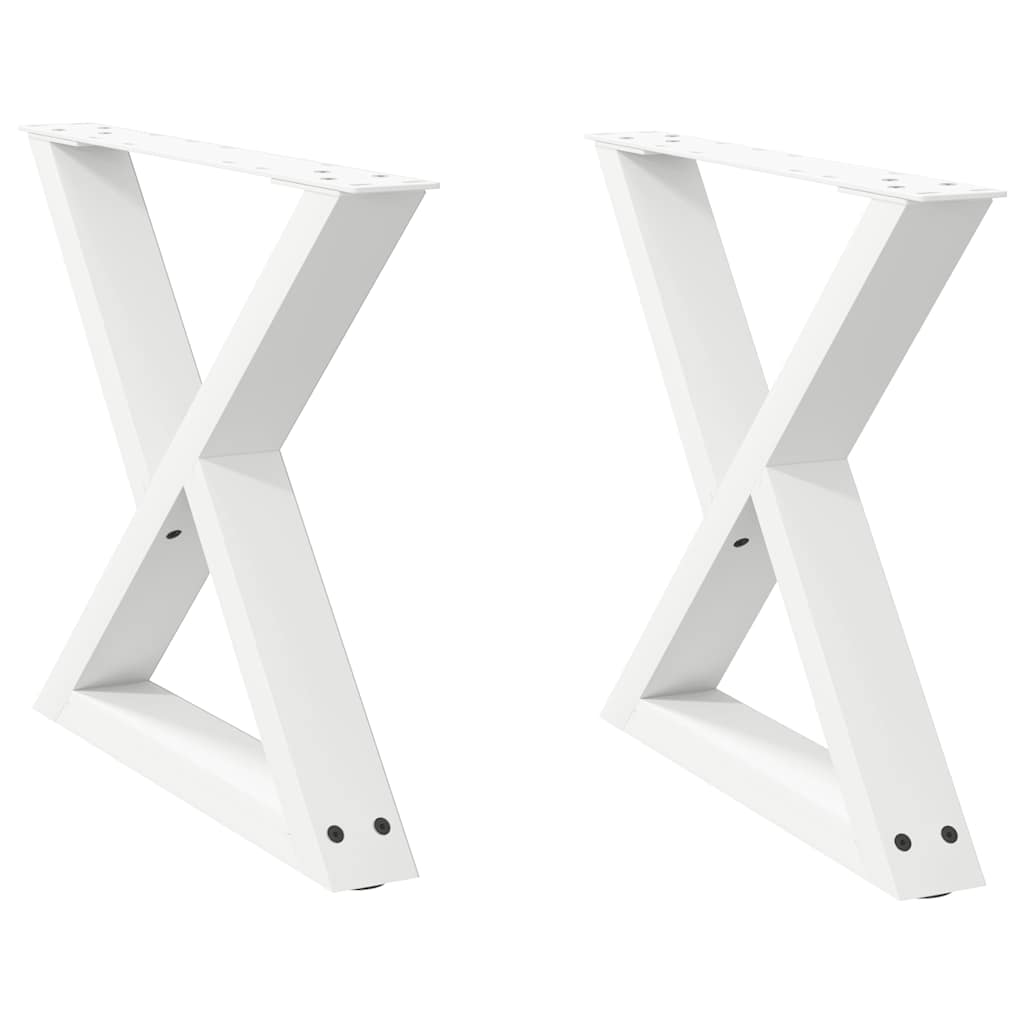 Salongbordben 2 stk hvite 50x(42-43,3) cm stål