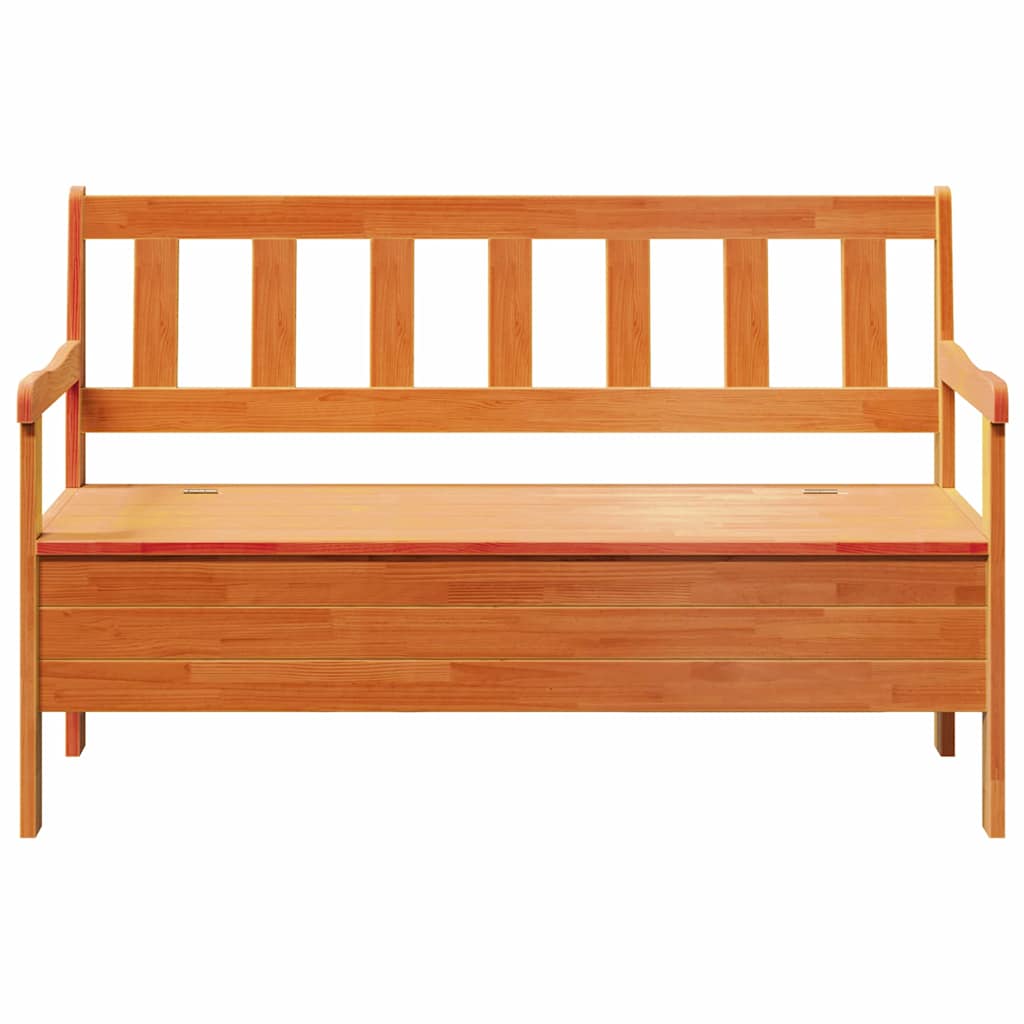 Utendørs benk med lagring Brun 119 x 44 x 76 cm Massiv furu