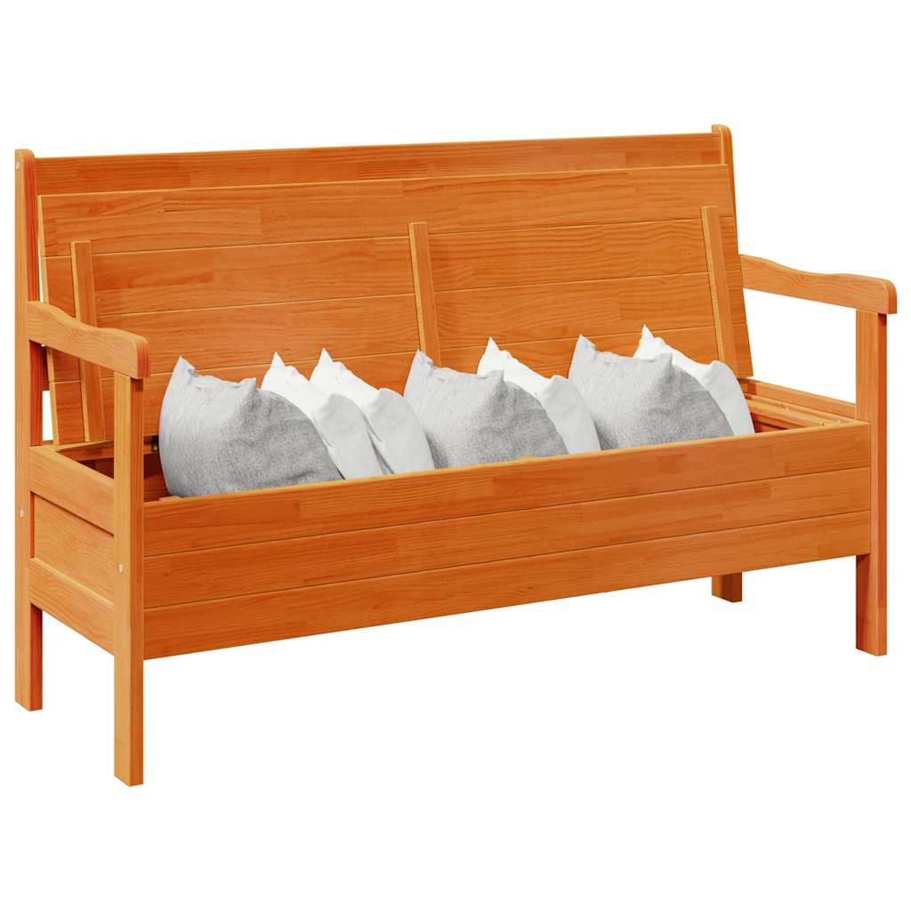 Utendørs benk med lagring Brun 119 x 44 x 76 cm Massiv furu