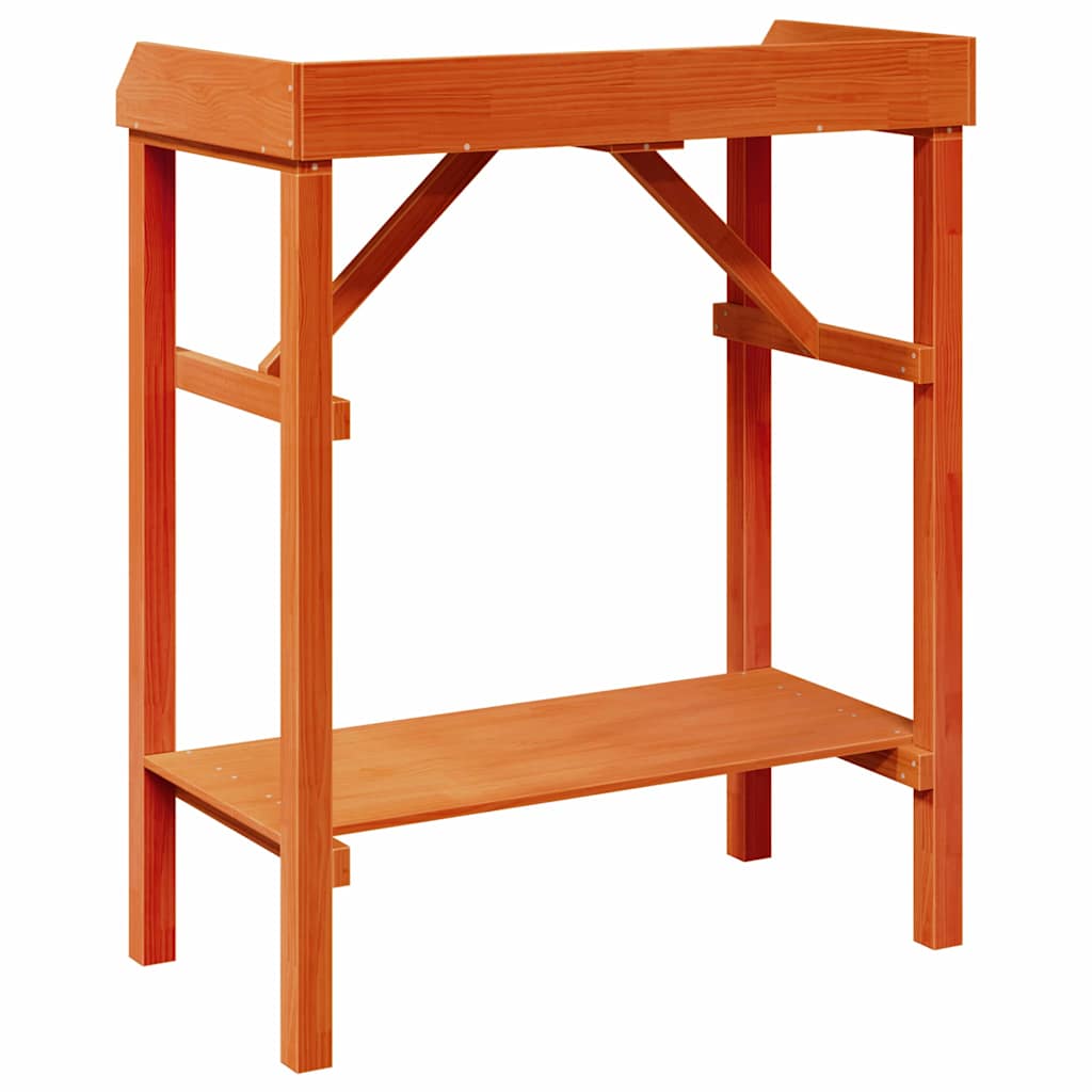 Plantebord med hylle Brun 75 x 40 x 90 cm Massiv furu