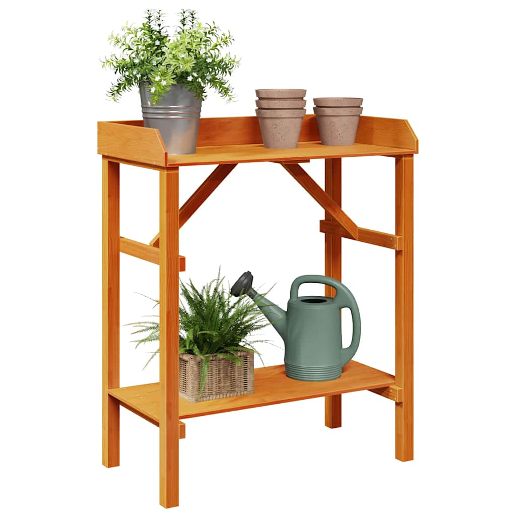 Plantebord med hylle Brun 75 x 40 x 90 cm Massiv furu