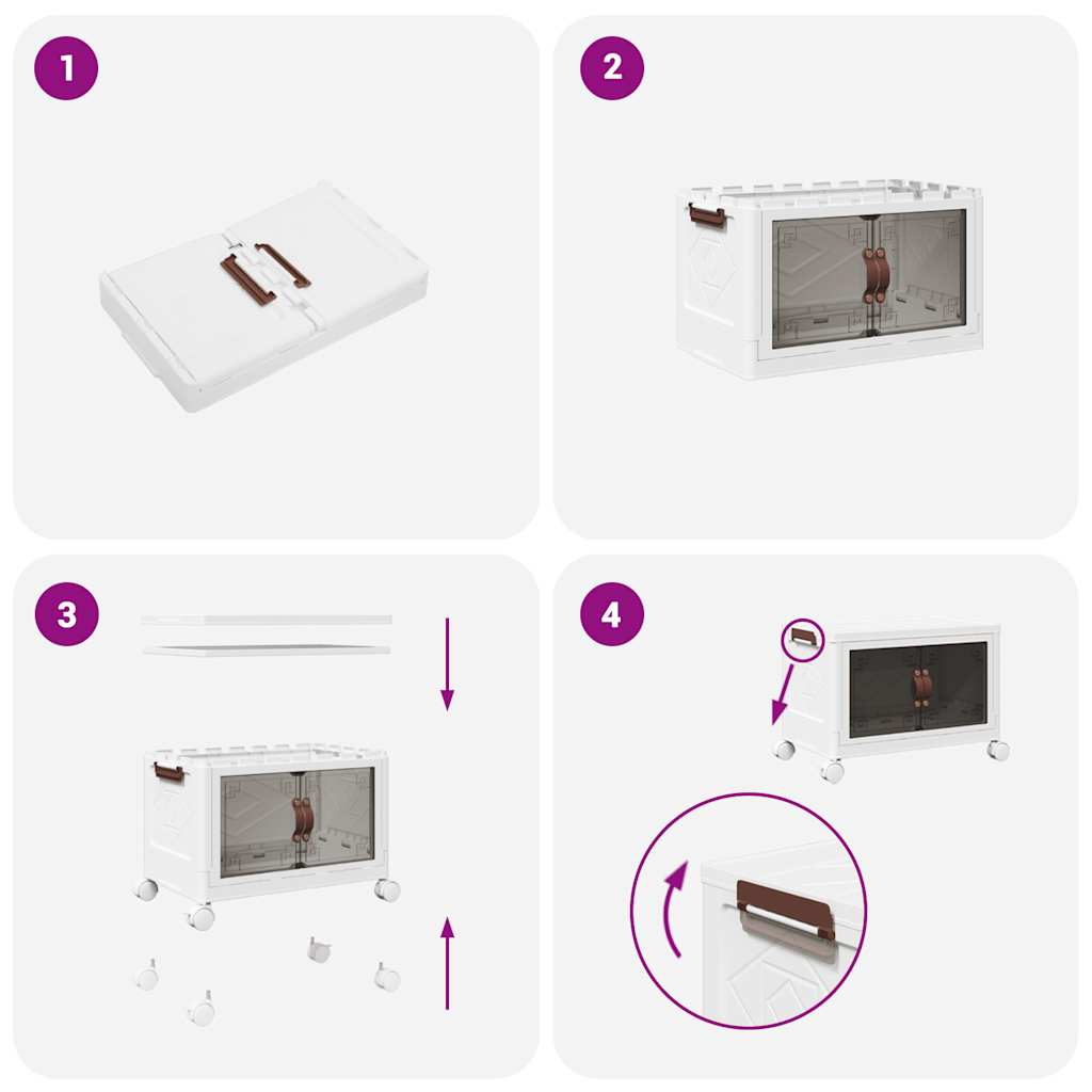 Oppbevaringsboks stablebar med hjul 28 L 48,5x29,5x33 cm