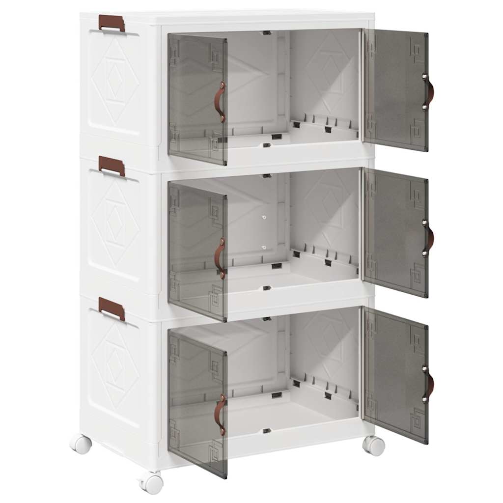 Oppbevaringsboks stablebar med hjul 3-lags 75 L 64x39,5x110,5cm