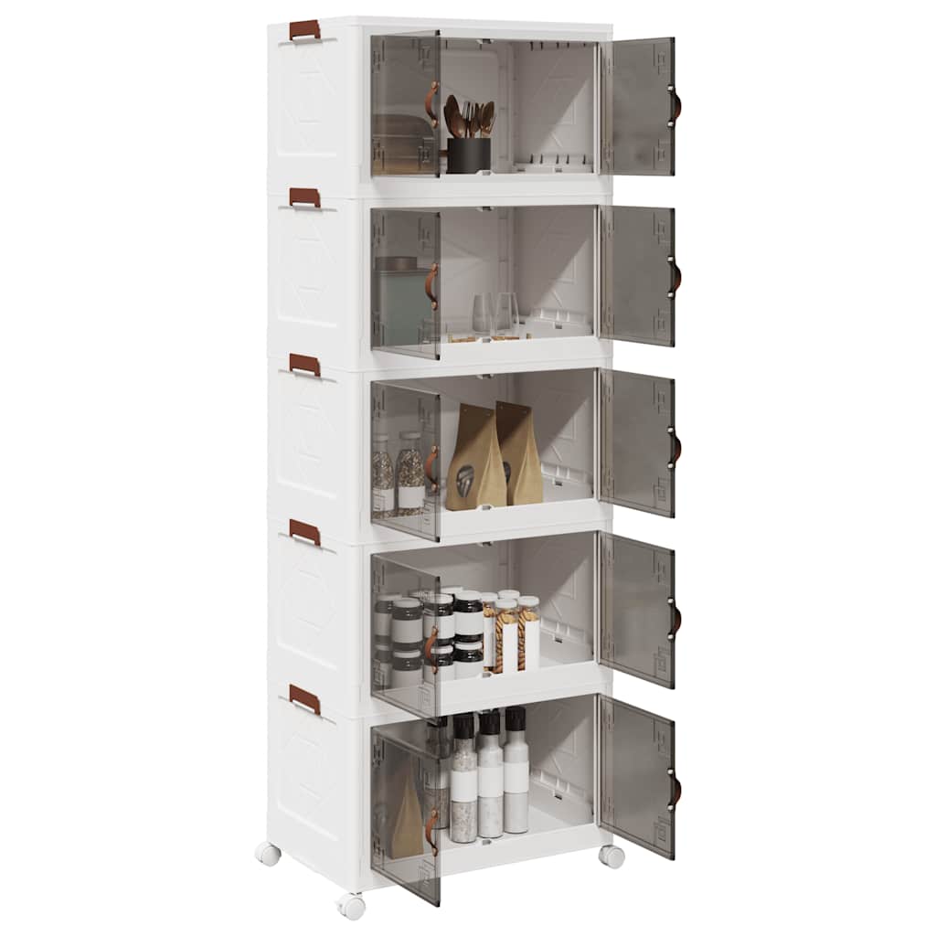Oppbevaringsboks stablebar med hjul 5-lags 75 L 64x40x179 cm