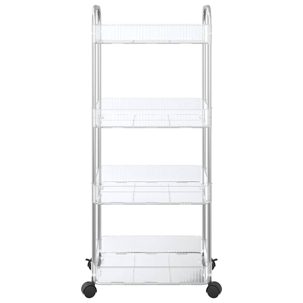 Oppbevaringsvogn 4-lags gjennomsiktig 37x28x95 cm akryl