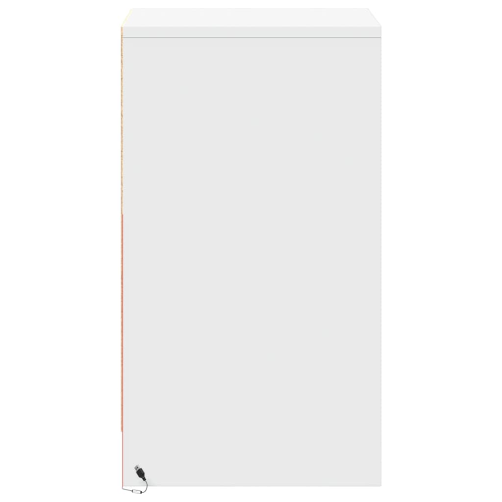 Nattbord med LED hvit konstruert tre