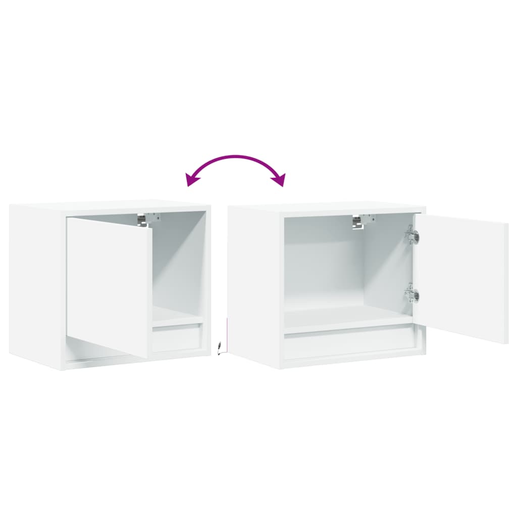 Vegghengte nattbord med LED-lys 2 stk hvit